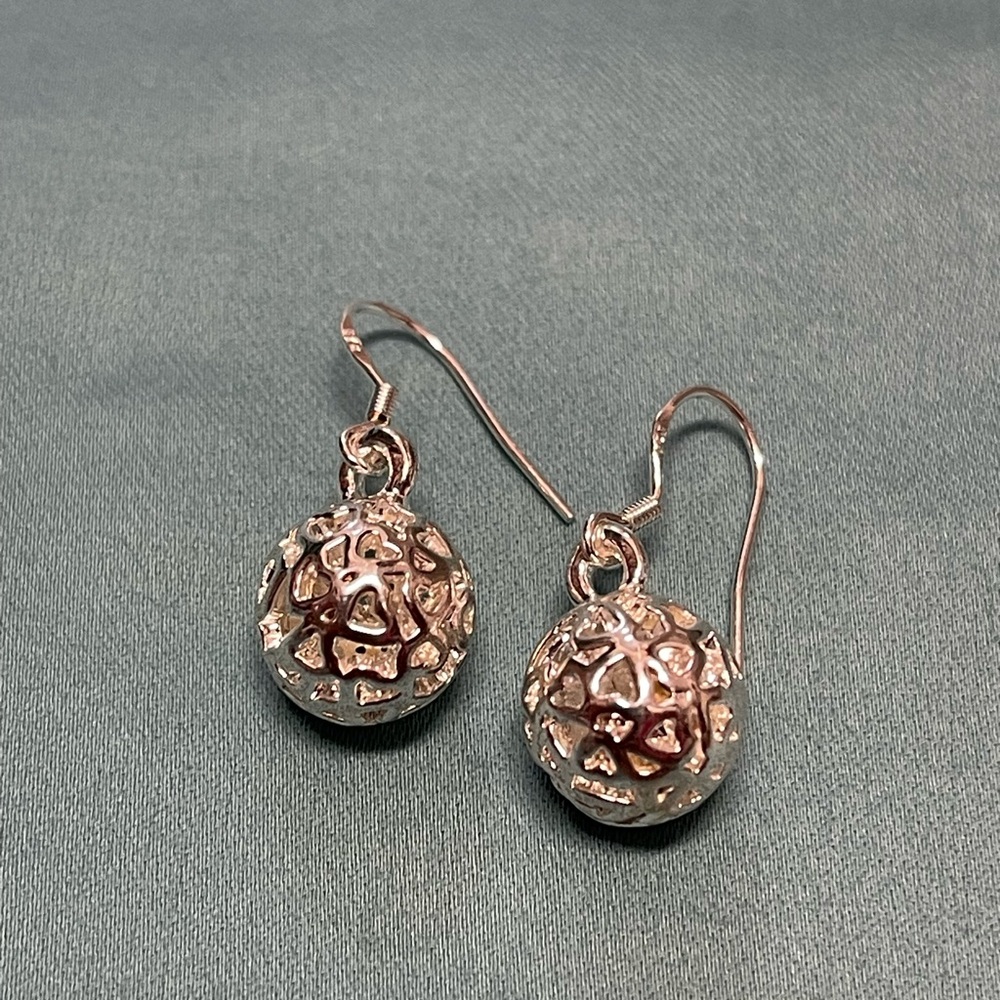 Silver drop ball earrings